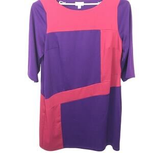 Avenue Dress Size 18 20 Women Color Block Red Raspberry Purple Career 3/4 Sleeve